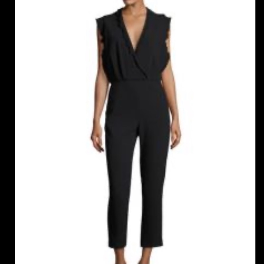 IRO black loco v-neck jumpsuit with scalloped edge